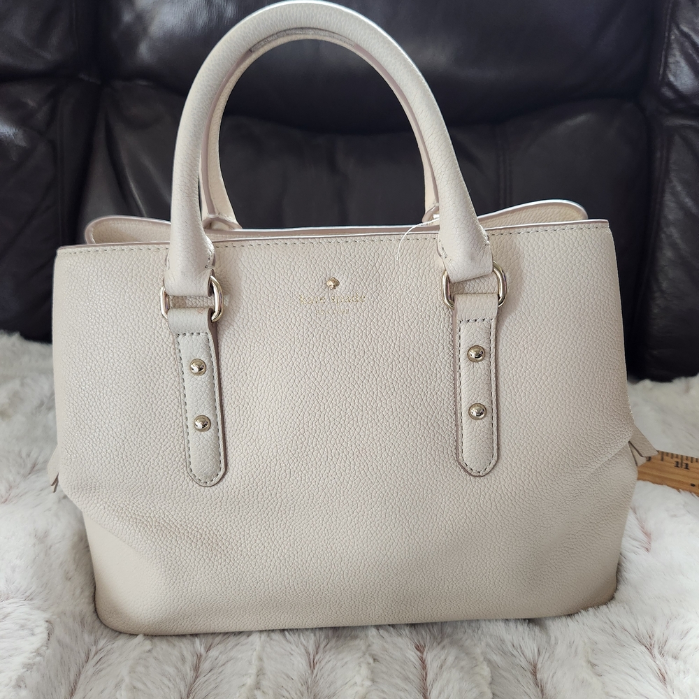 kate spade Pebbled Cream Double-Handle Satchel
